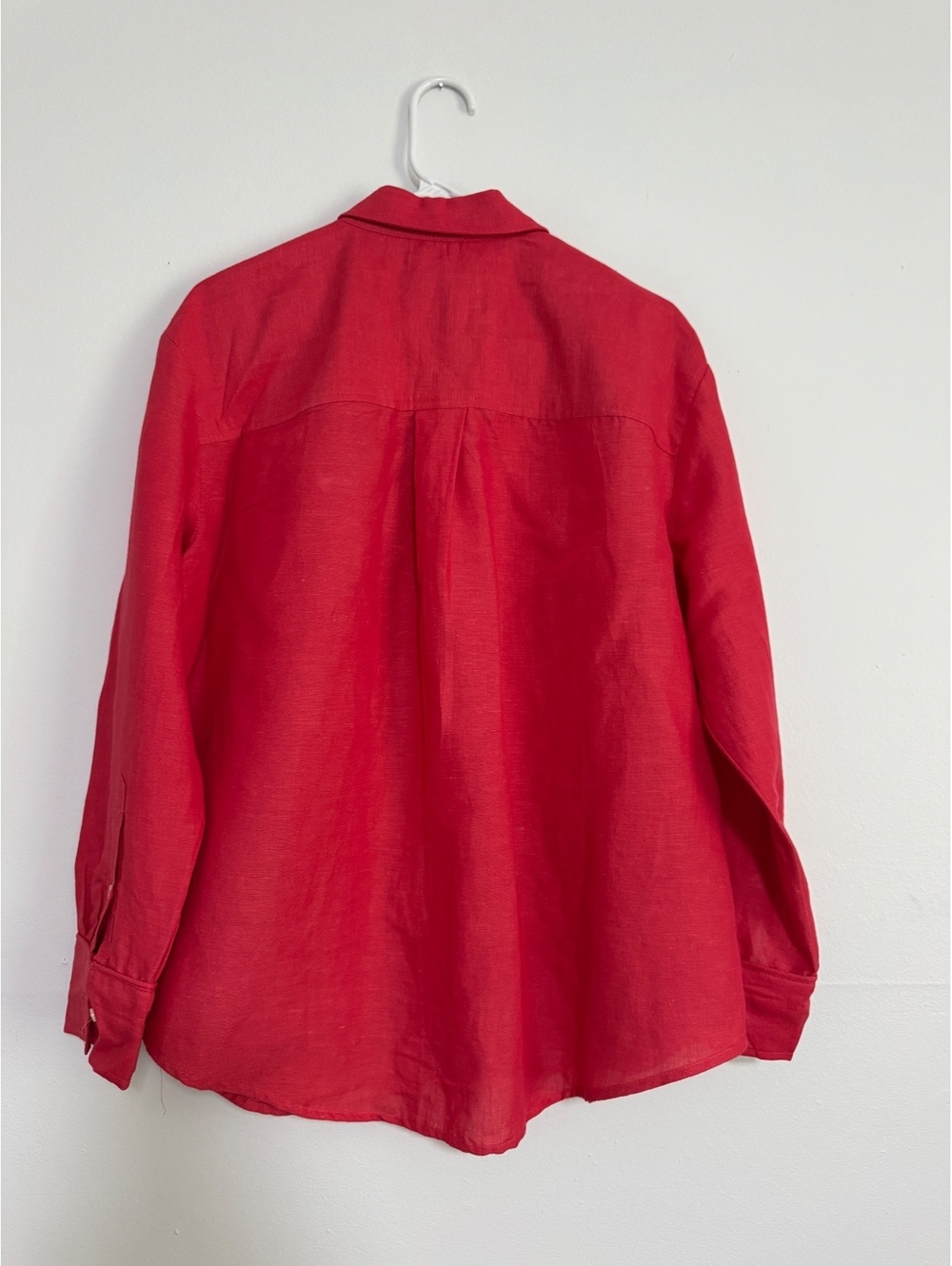 Maeve Anthropologie Linen Cotton Button Up Shirt Large Coral Coastal Summer Top - Picture 5 of 7